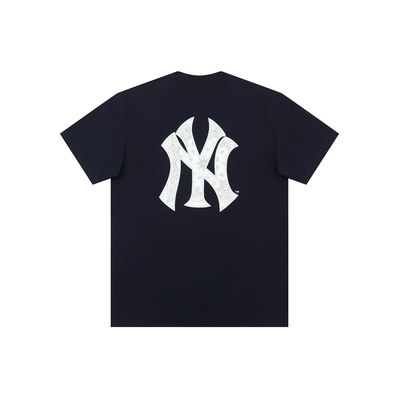 NewEra x MLB联名款纽约洋基队腰果花套头圆领T恤白色洋基队短袖