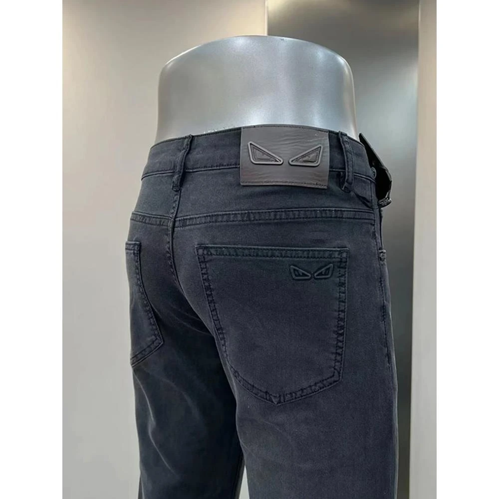 高级灰水洗牛仔裤男士秋冬新款潮流休闲裤子百搭弹力修身小直筒裤