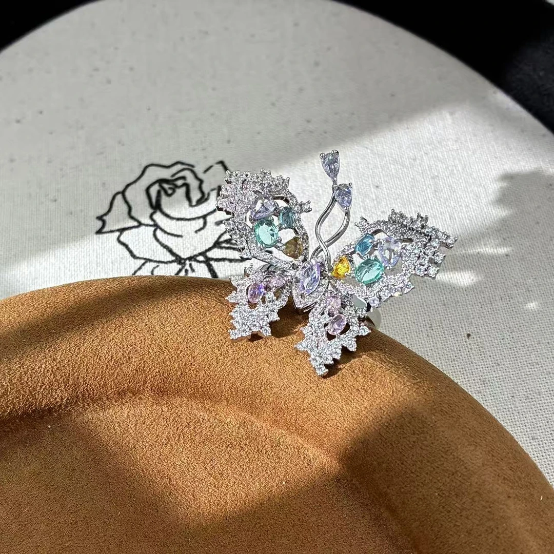 铜合金锆石戒指  远远（YY379）镀k金开口轻奢气质精致蝴蝶结