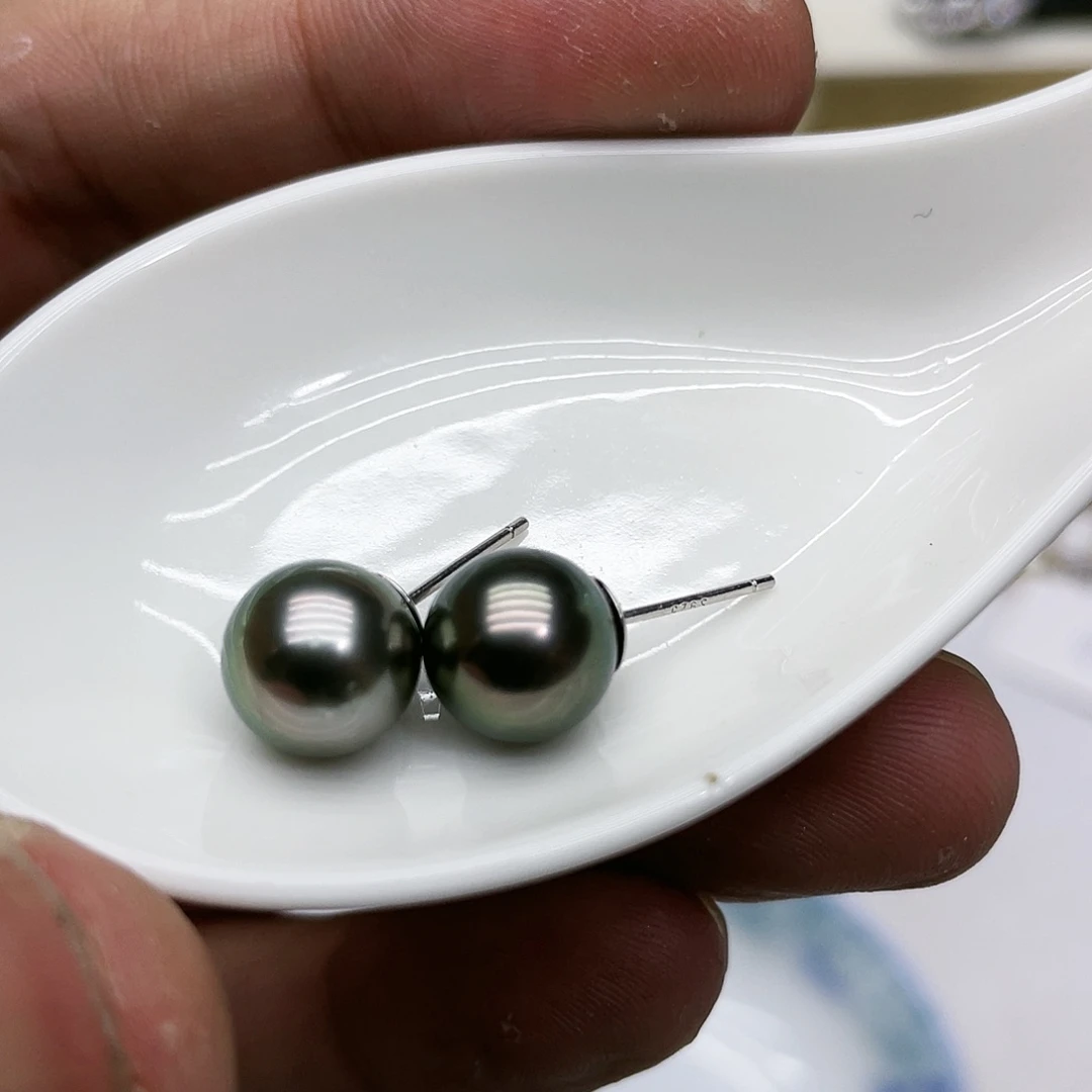 银S925镶嵌海水珍珠耳饰