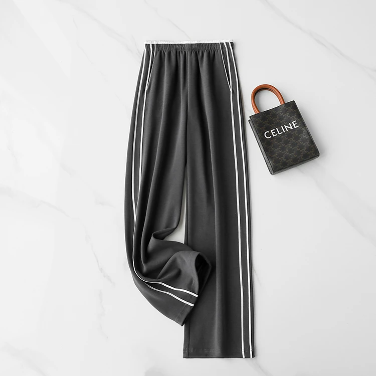 美式破圈穿搭！长腿滤镜 松紧腰侧拼条宽松直筒/束脚卫裤长裤女春