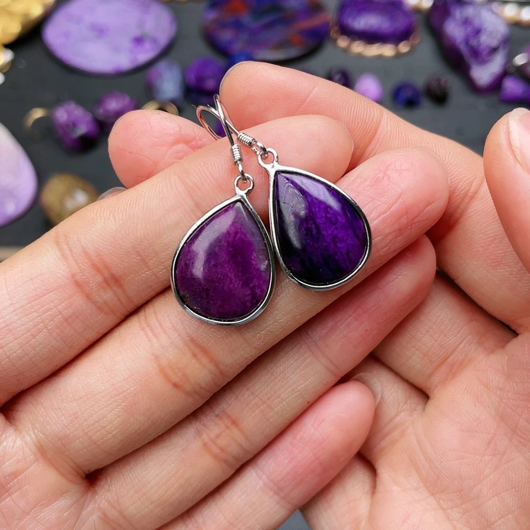 苏纪石（舒俱来）耳钩银S925镶嵌