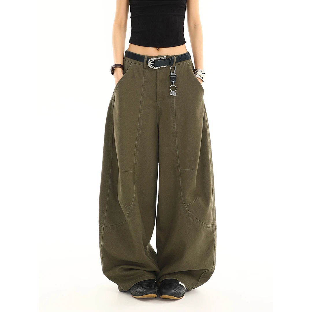 美式复古弯刀牛仔裤女夏季新款休闲宽松垂感直筒阔腿拖地长裤子潮