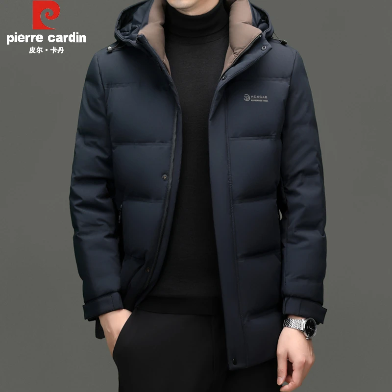 皮尔卡丹正品加厚羽绒服男士中长款2025冬季可拆卸帽休闲鸭绒外套
