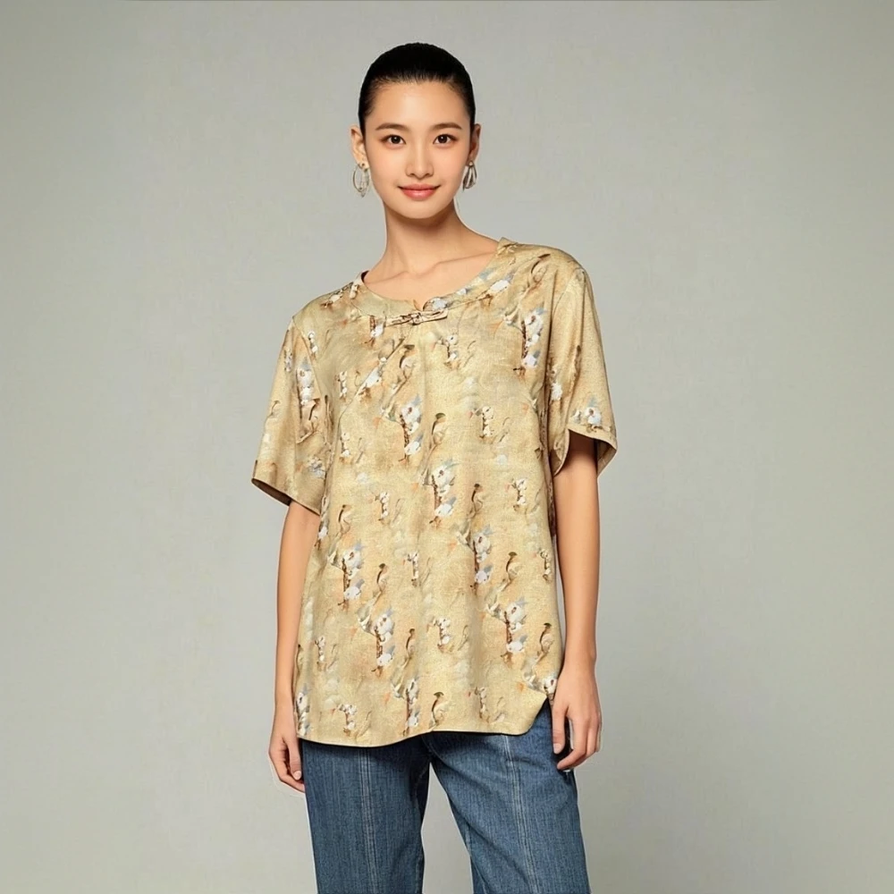 【流依涵】T夏季老钱风新中式轻薄高端短袖N0退NO换-68789