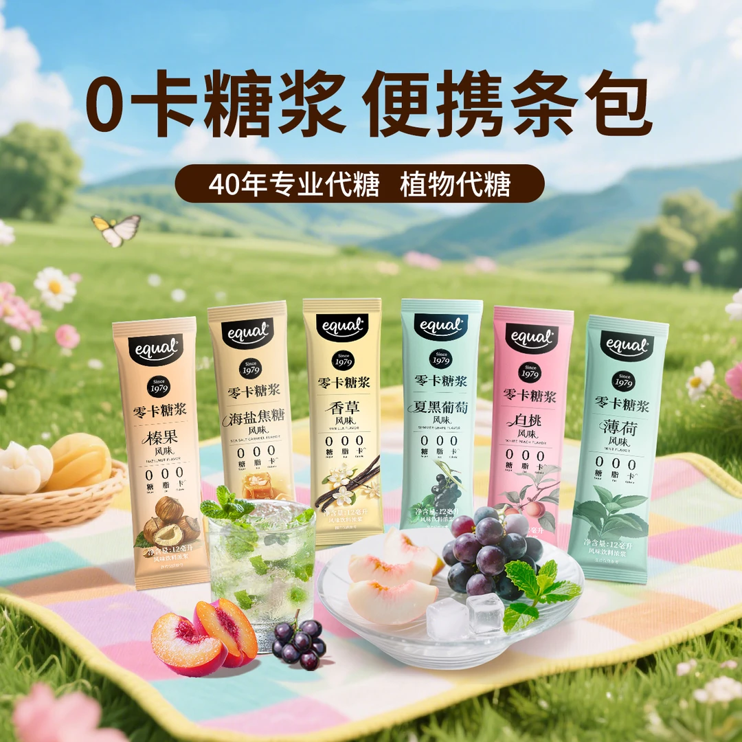 equal怡口赤藓糖醇糖浆条0卡代糖可代替白砂糖蔗糖家用12ml/条
