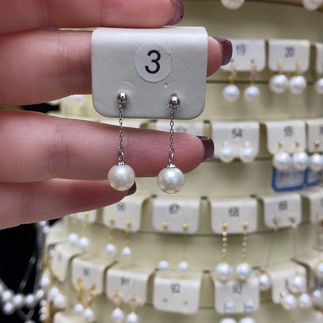 淡水珍珠耳饰银S925镶嵌