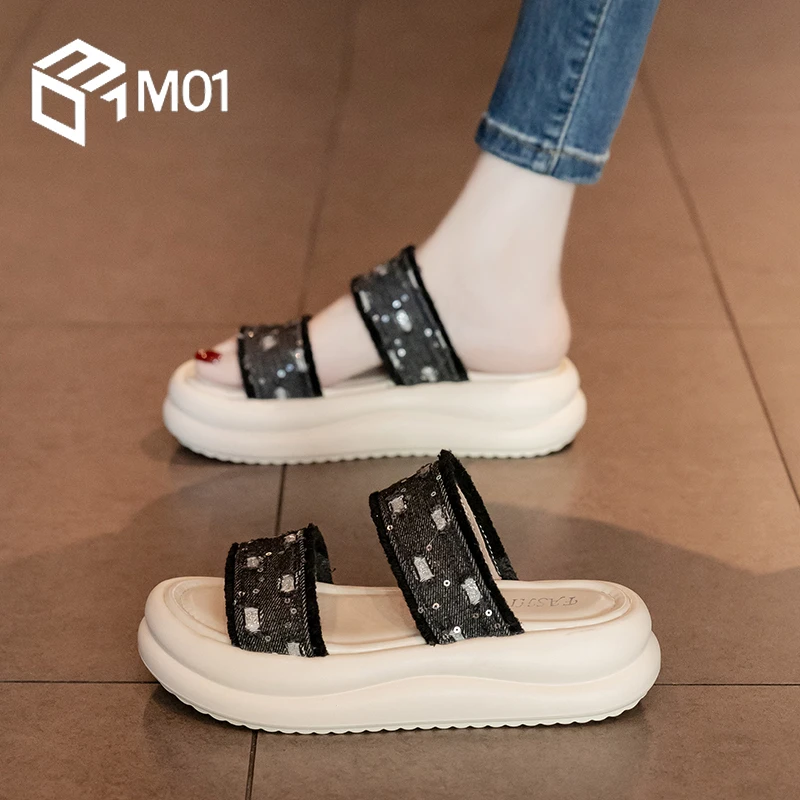 M01法式绝美厚底凉拖女夏外穿时尚2025仙女风配裙子外出沙滩凉鞋