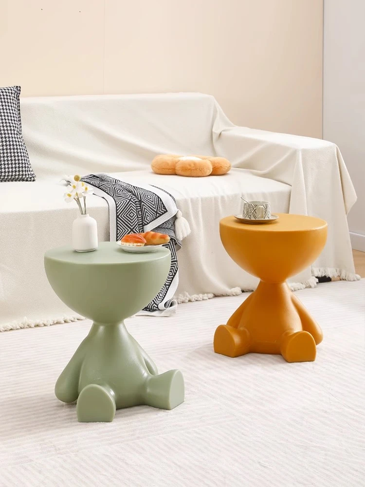 奶油风网红小平头茶几创意家用客厅沙发边几桌简约设计师塑料凳子