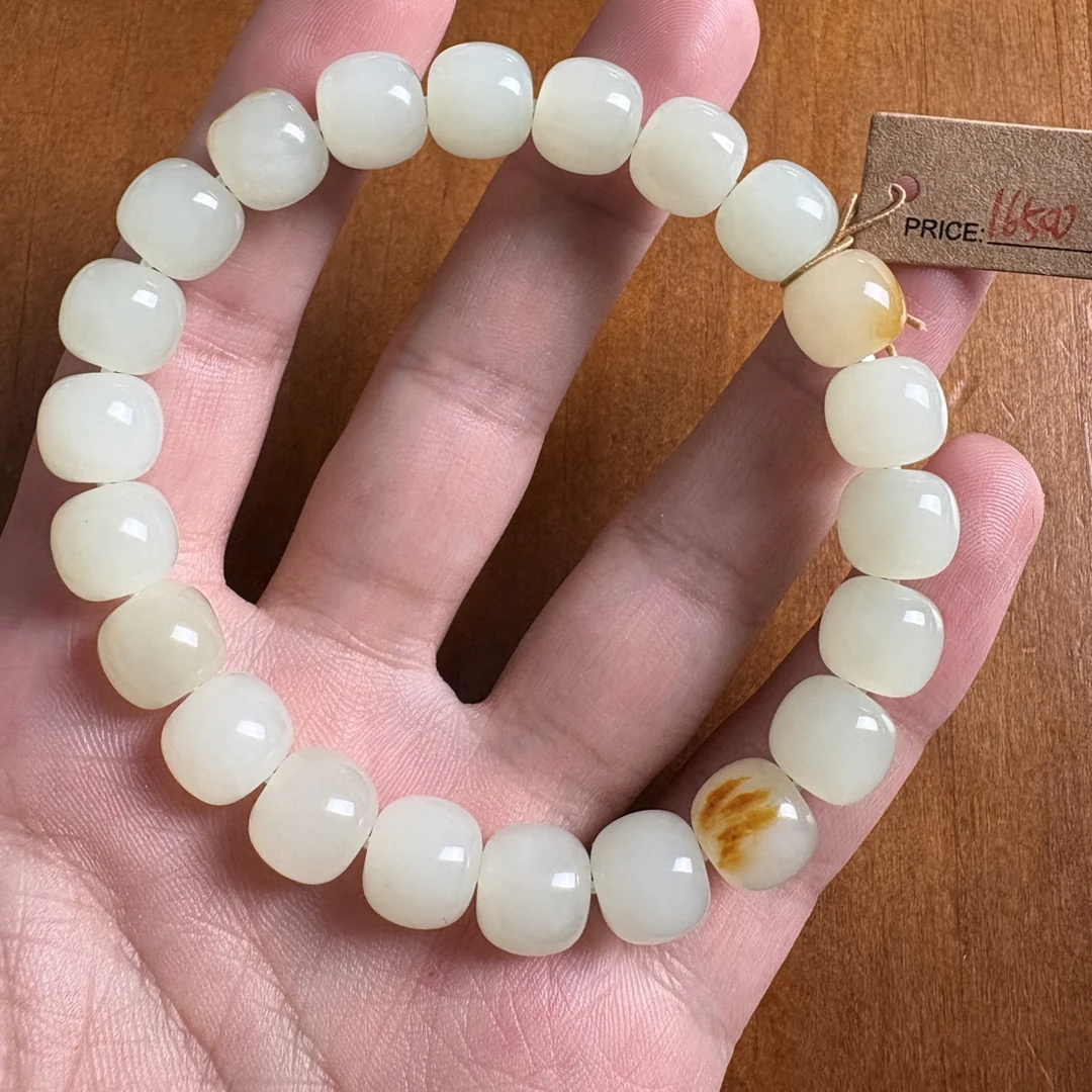 和田玉9×10mm老型珠手串