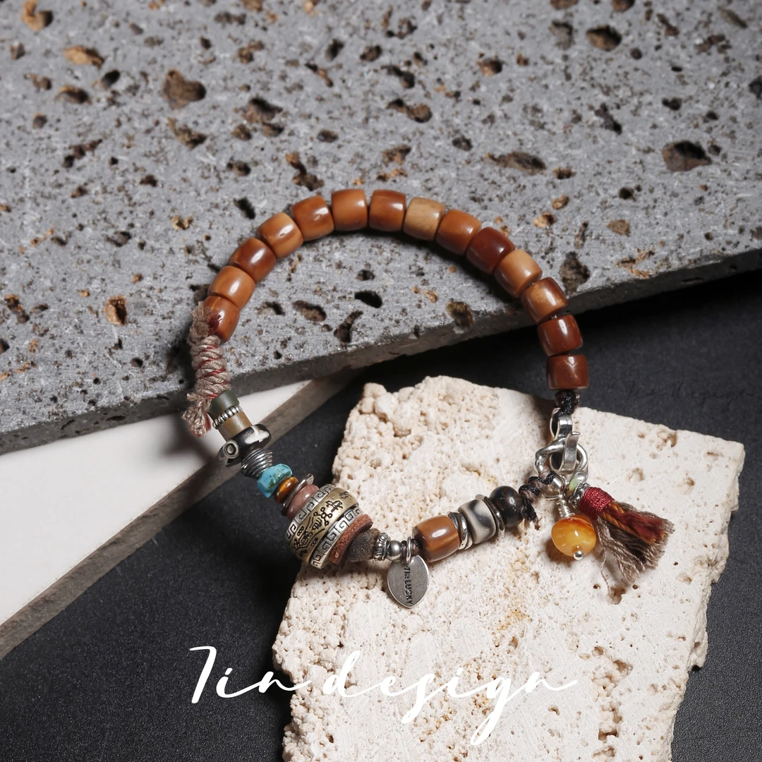 925银木质手链 7in旗舰店【梧桐】原创小众设计复古手作编织手链