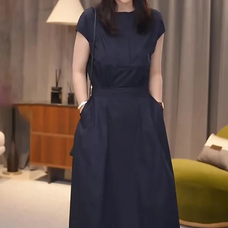 高级感气质赫本风连衣裙夏季新款裙子收腰显瘦衬衫裙法式长裙