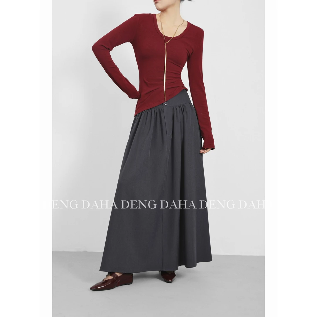 SANOIAN·宋三千秋季复古高腰休闲半身裙HBZC621083 nnassa