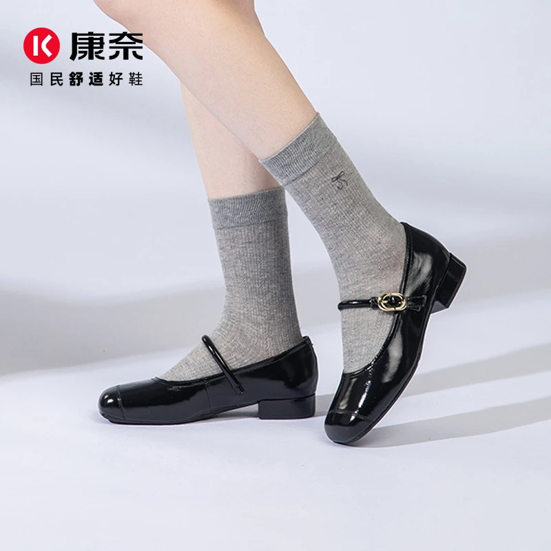 康奈春季玛丽珍鞋小香风单鞋女士玛丽珍春夏英伦风11252072-127
