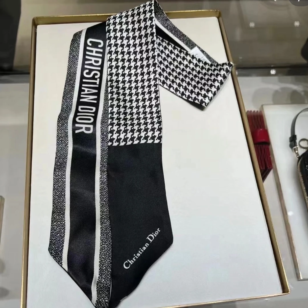 99新 DIOR/迪奥 7姐专场/千鸟格 twilly  丝巾