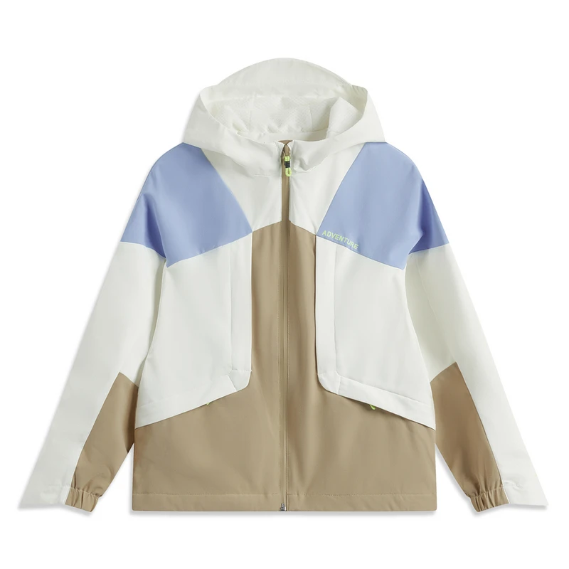 《直播》李宁儿童秋季新款女大童拼接休闲宽松连帽风衣外套 YFDU060