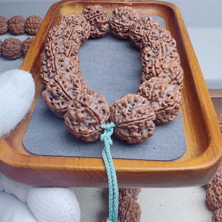 金刚菩提手串原生态安娜老籽五星峰窝双龙订制22姜黄皮