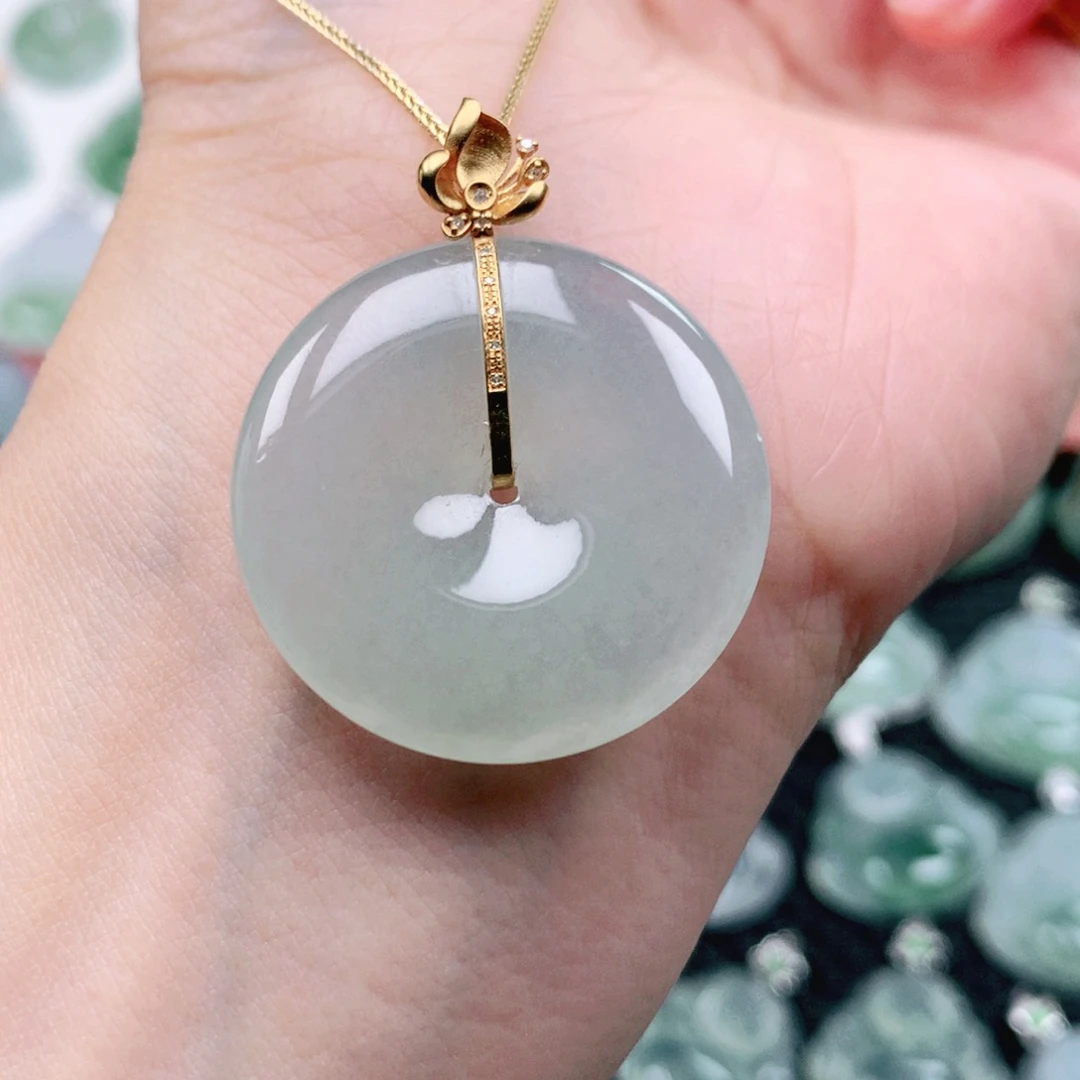 翡翠18K金镶嵌吊坠(不含链)