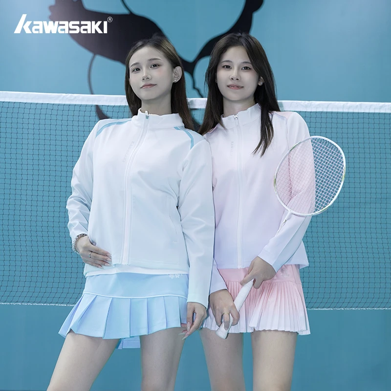 Kawasaki川崎羽毛球服女秋冬休闲运动渐变色彩上衣果缤纷外套夹克