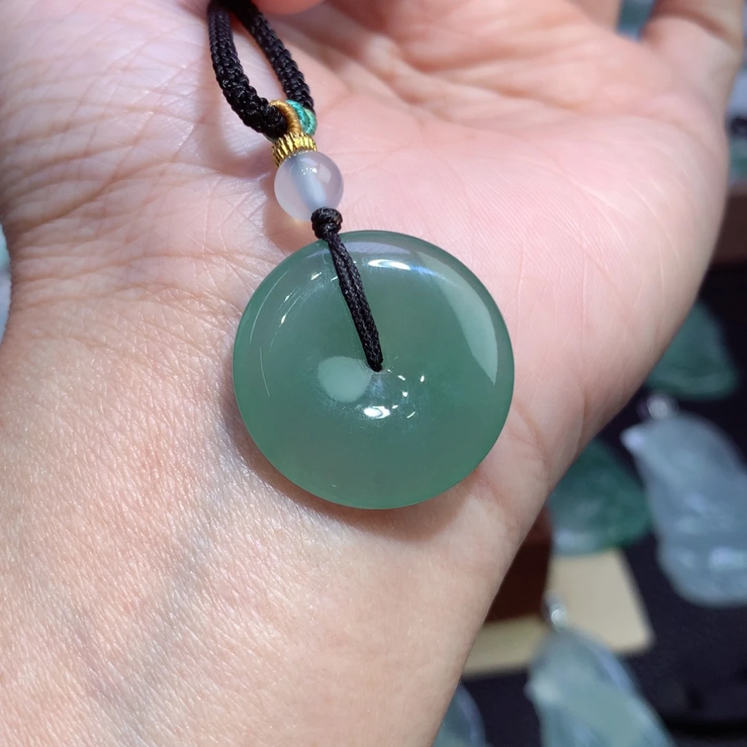 吊坠(不含链)18K金镶嵌翡翠平安扣