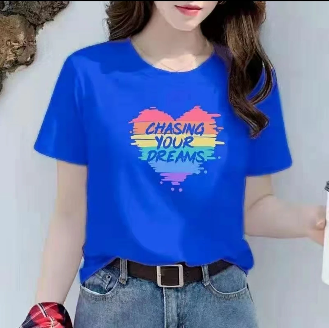 7彩   4-2025新款夏季圆领短袖显瘦宽松白色T恤百搭纯棉时尚休闲