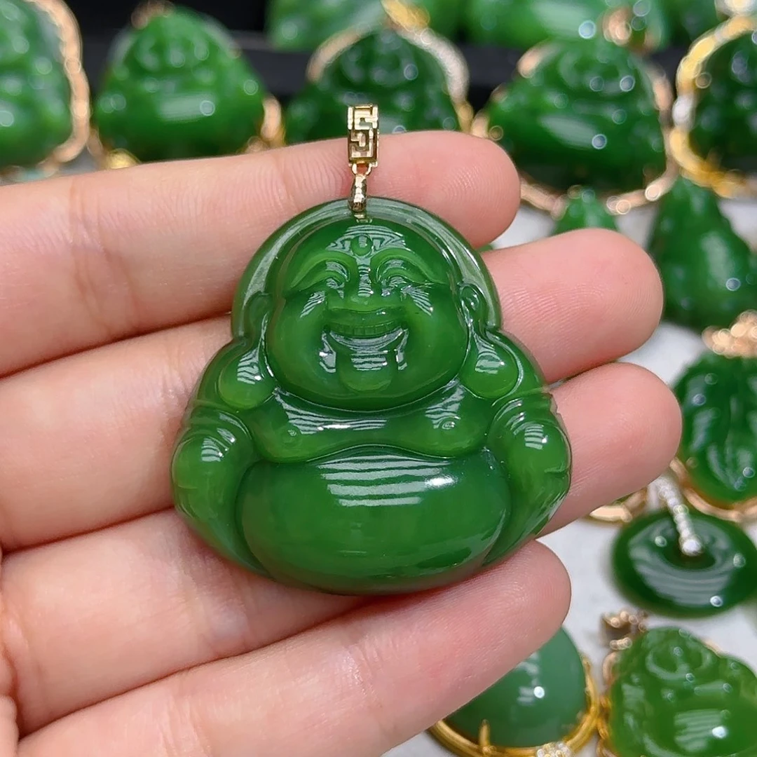 和田玉（碧玉）18K金镶嵌颈饰