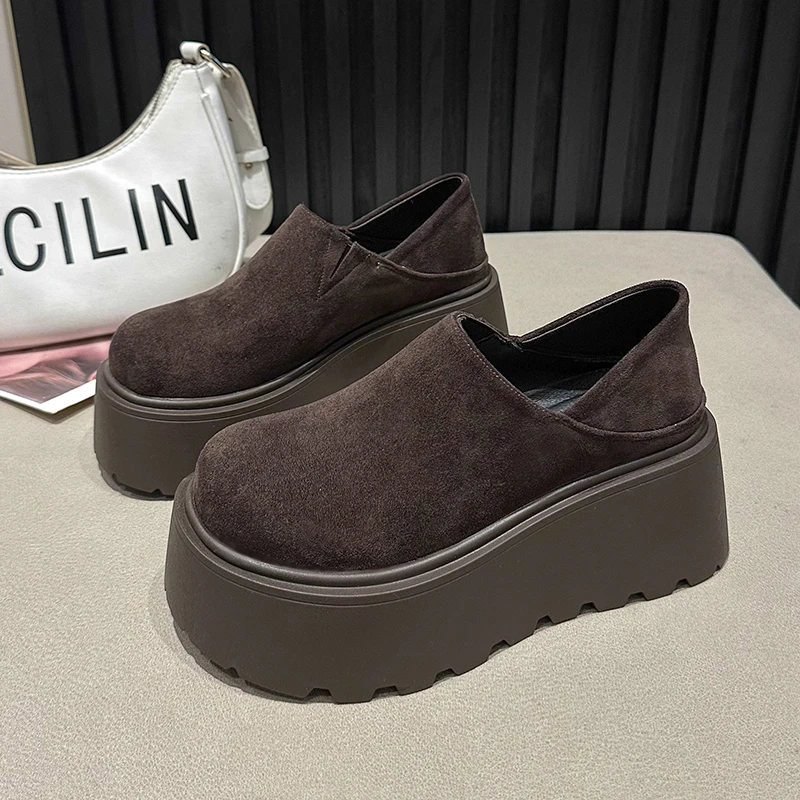 勃肯外穿鞋女2025春季新款百搭网红复古松糕一脚蹬小个子增高鞋子