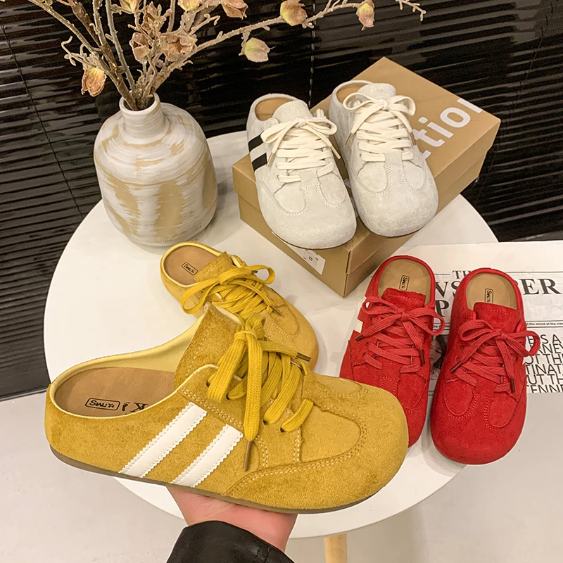 拼色勃肯甘鞋包头拖平底时尚厚底半拖