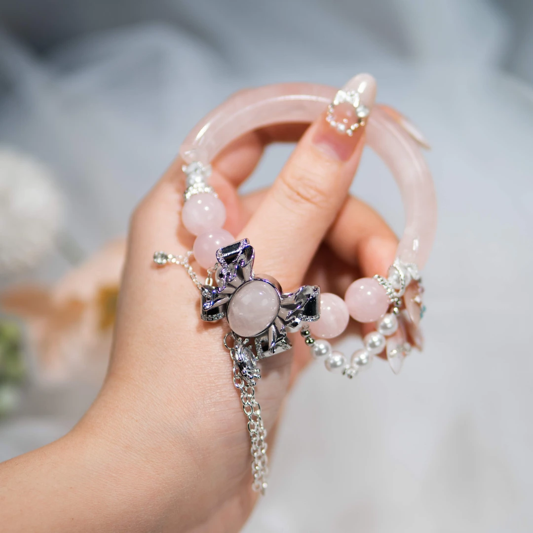 【胭脂】满满家原创粉水晶半镯水晶手串多样性发货 发其一W1002