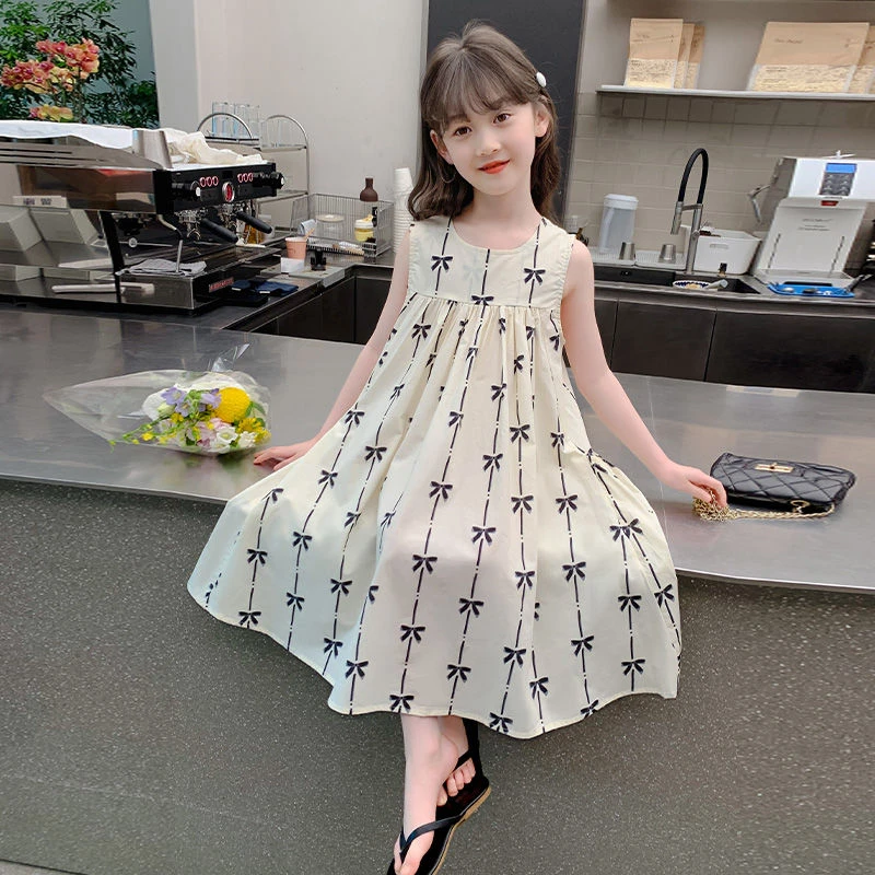 女童连衣裙夏季无袖中大童公主裙新款2024洋气夏装小女孩儿童裙子