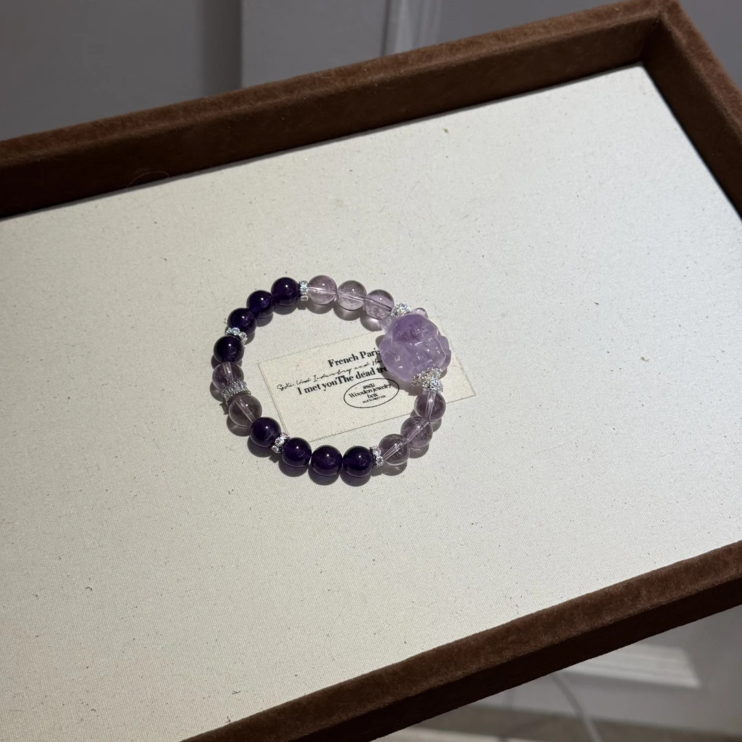 【紫萱】九紫离火天然紫水晶九尾狐凤九手串手链（多样性发一）