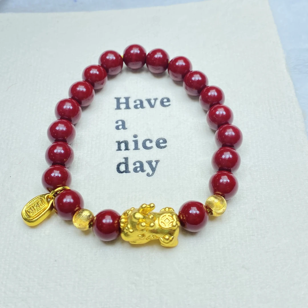 手链 F黄色瑞兽红珠手链多样性发货46461