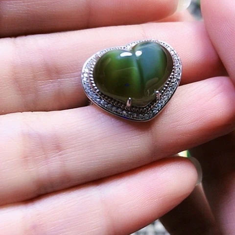 和田玉银S925镶嵌戒指