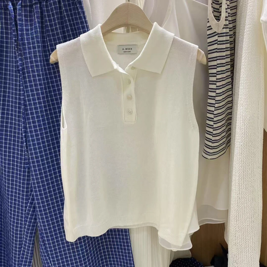 【A2在韩国】东大门女士夏季翻领无袖上衣《NO退NO换》