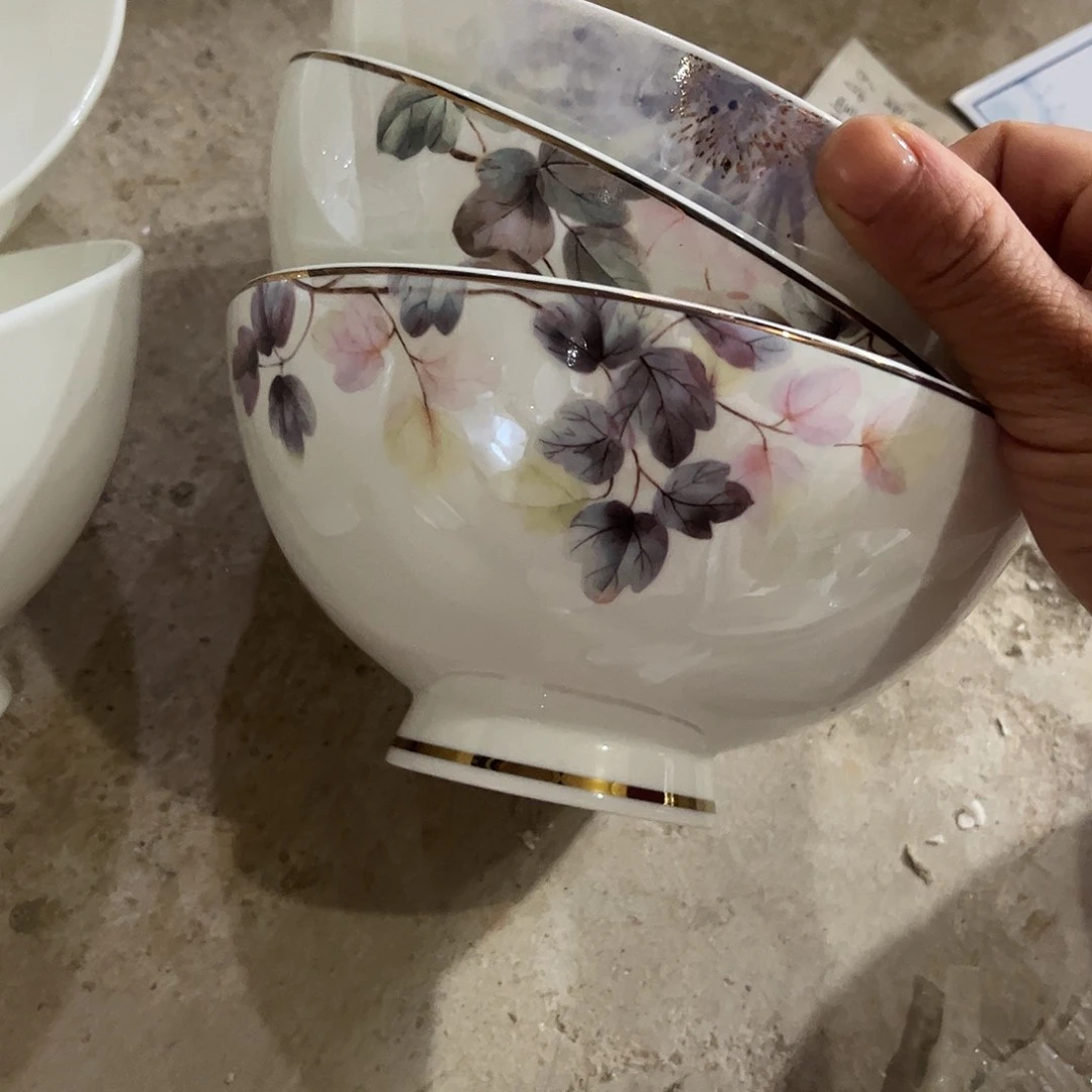 瓷片六寸面碗四个混搭微瑕