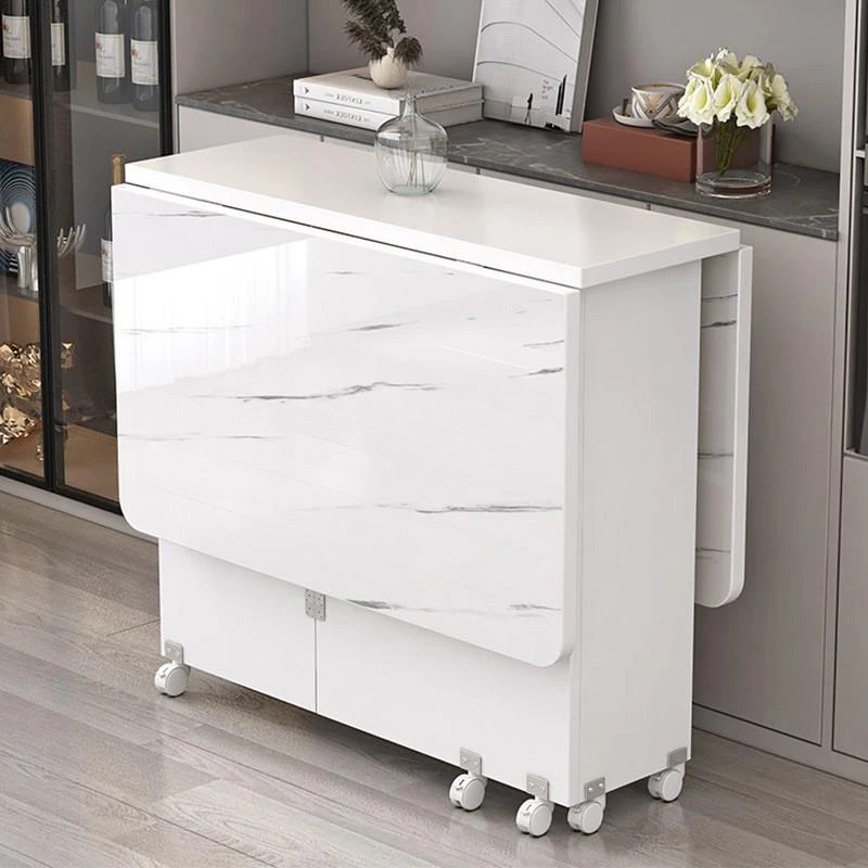 家用折叠餐桌小户型简易长方形超薄多功能可移动吃饭小桌子出租房