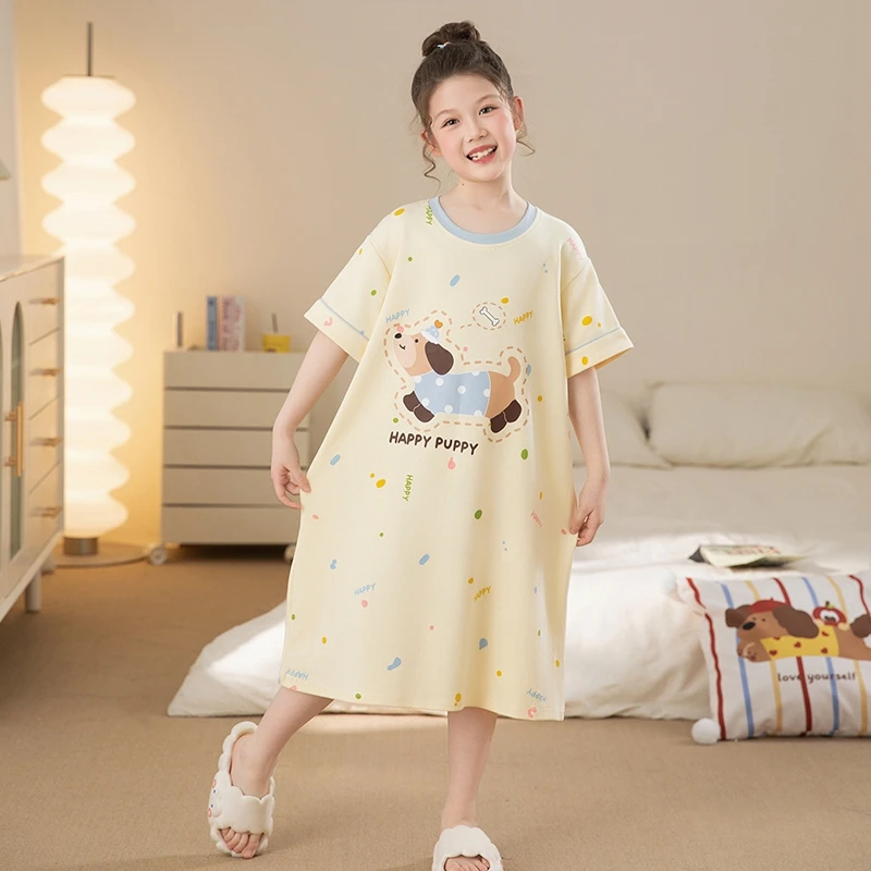 YUZHAOLIN/俞兆林休闲亲子款女童中大童夏季新品短袖纯棉外穿睡裙