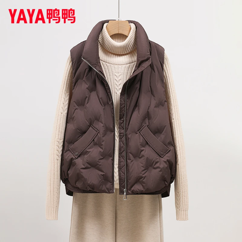 YAYA/鸭鸭官方短款羽绒马甲女2025新款冬季外穿轻薄保暖马甲外套