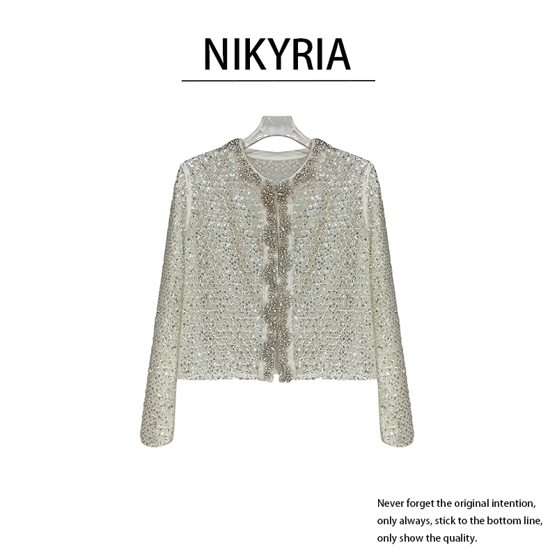 【远方来信】轻奢亮片长袖外套女洋气优雅时尚披肩百搭法式上衣