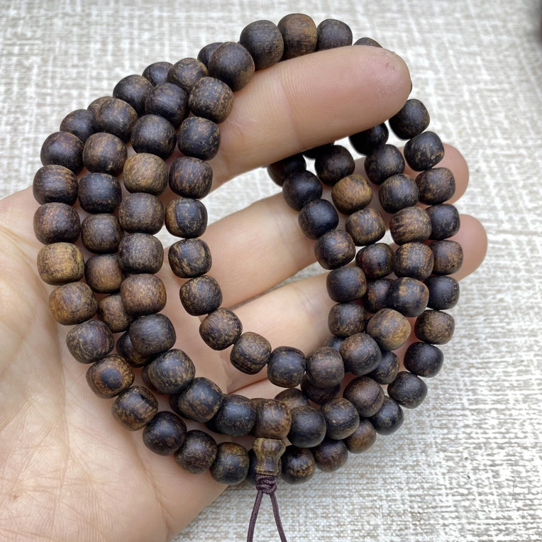 印尼贡木7×8×108玉化多圈手串男女款木质文玩念珠佛珠可盘玩