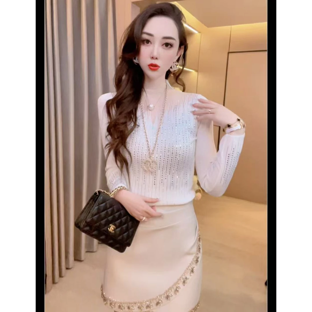 【满天星】重工烫钻轻奢百搭显瘦针织毛衣