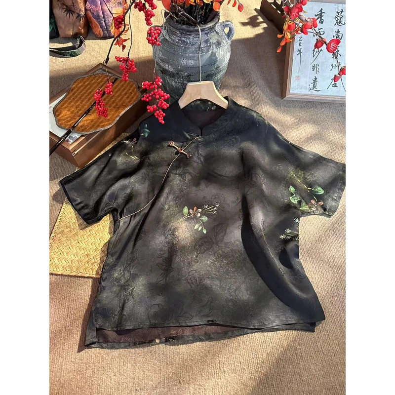 春季新款花香四溢新中式国风上衣