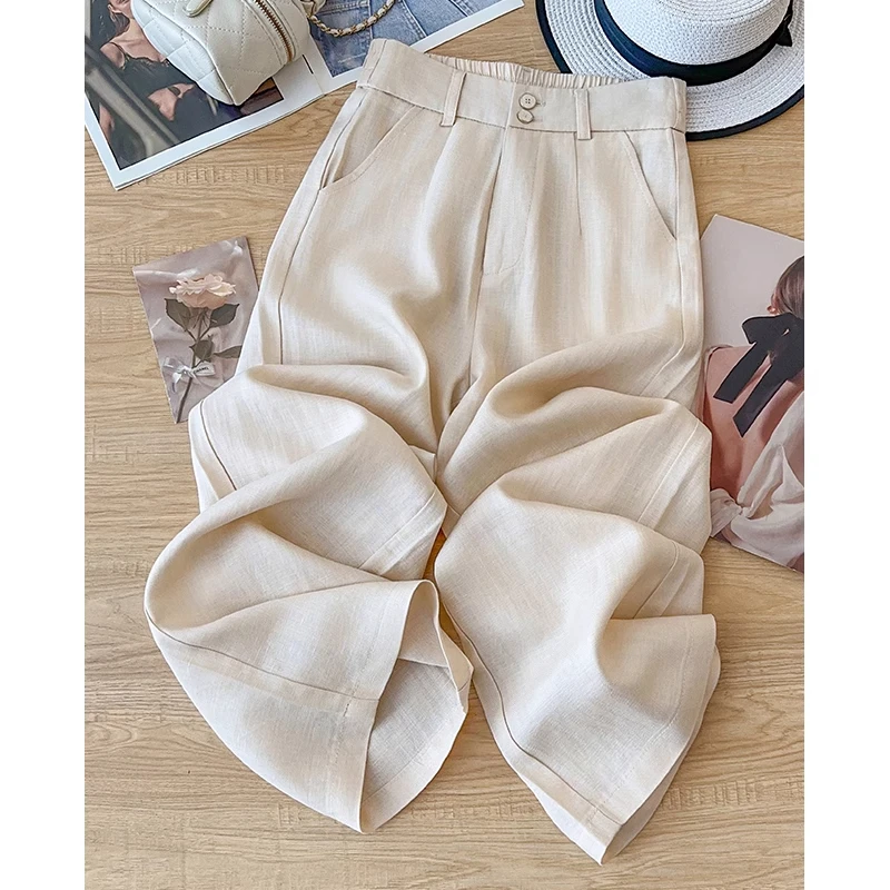 La babite休闲直筒裤女2025年夏季新款小个子宽松垂感时尚阔腿裤