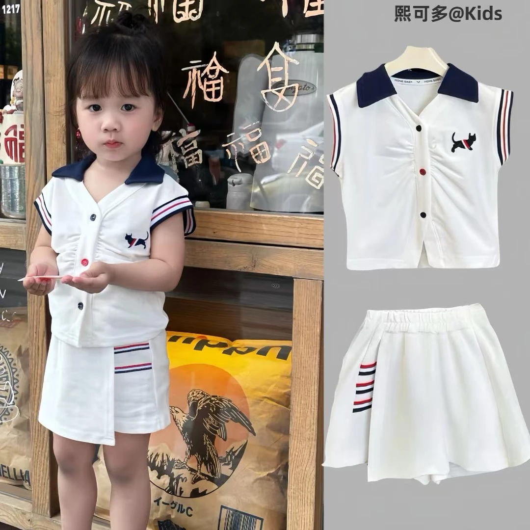 【思晨家】女童韩系套装2025夏季新款小女孩洋气学院风无袖款童装