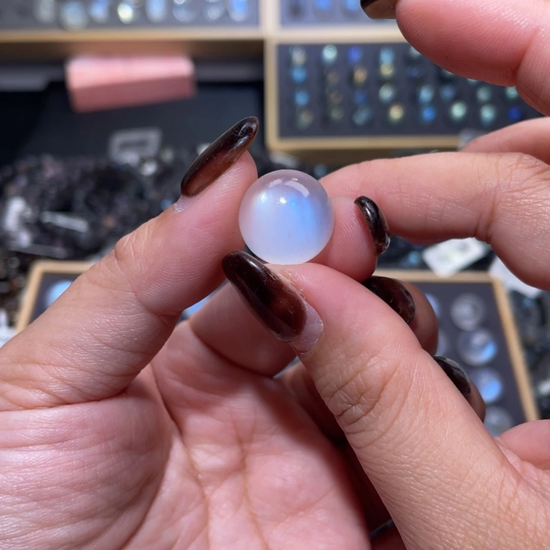 月光石裸石未镶嵌巧****酥蓝月光单珠15mm