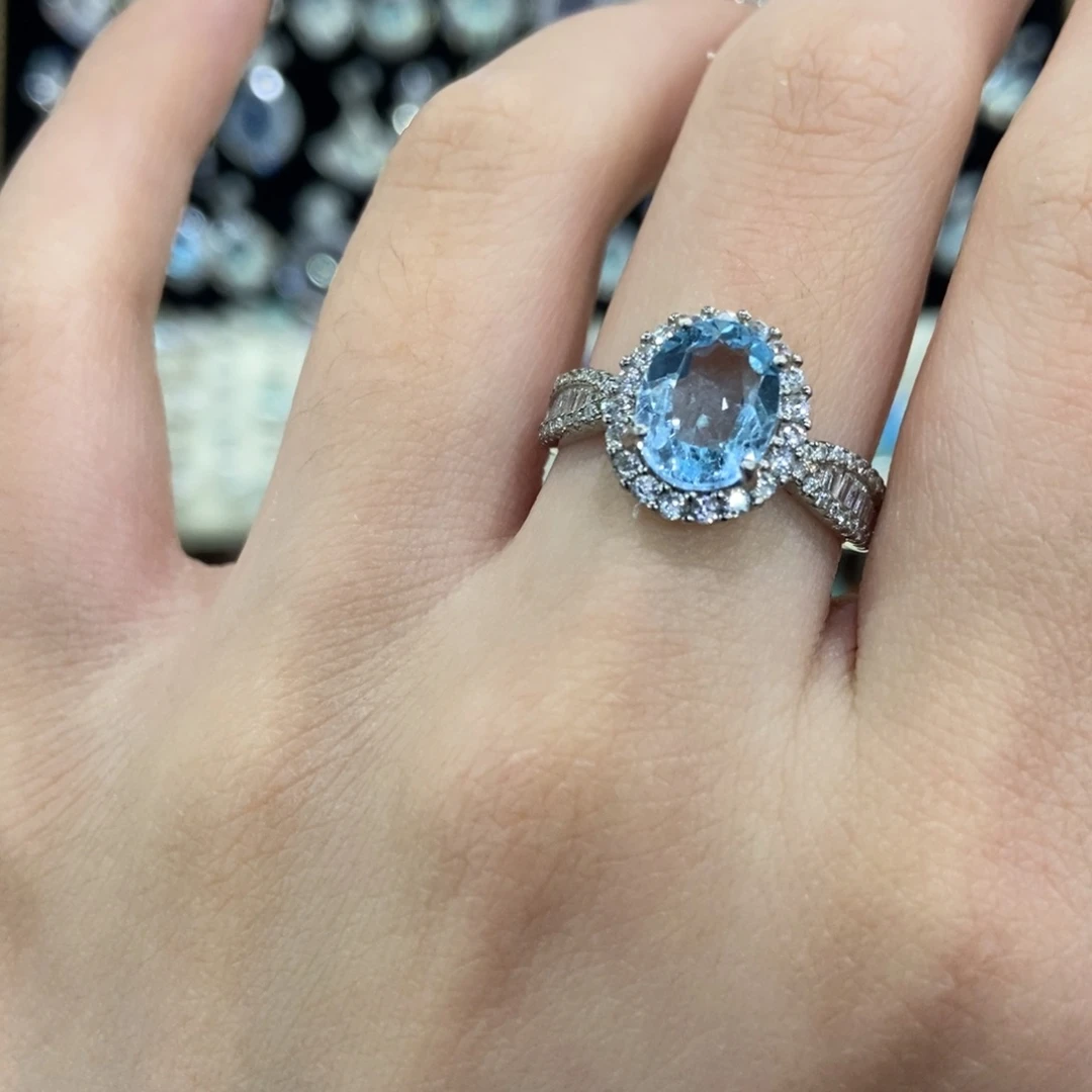 托帕石戒指银S925镶嵌