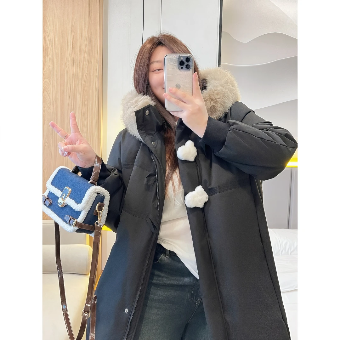 断码捡漏~佛朗星台 / 小兔子大毛领长款羽绒服11266花契200斤气质