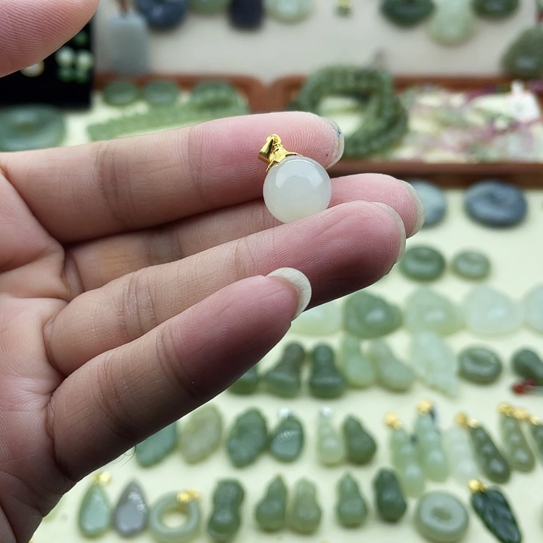和田玉银S925镶嵌吊坠(不含链)