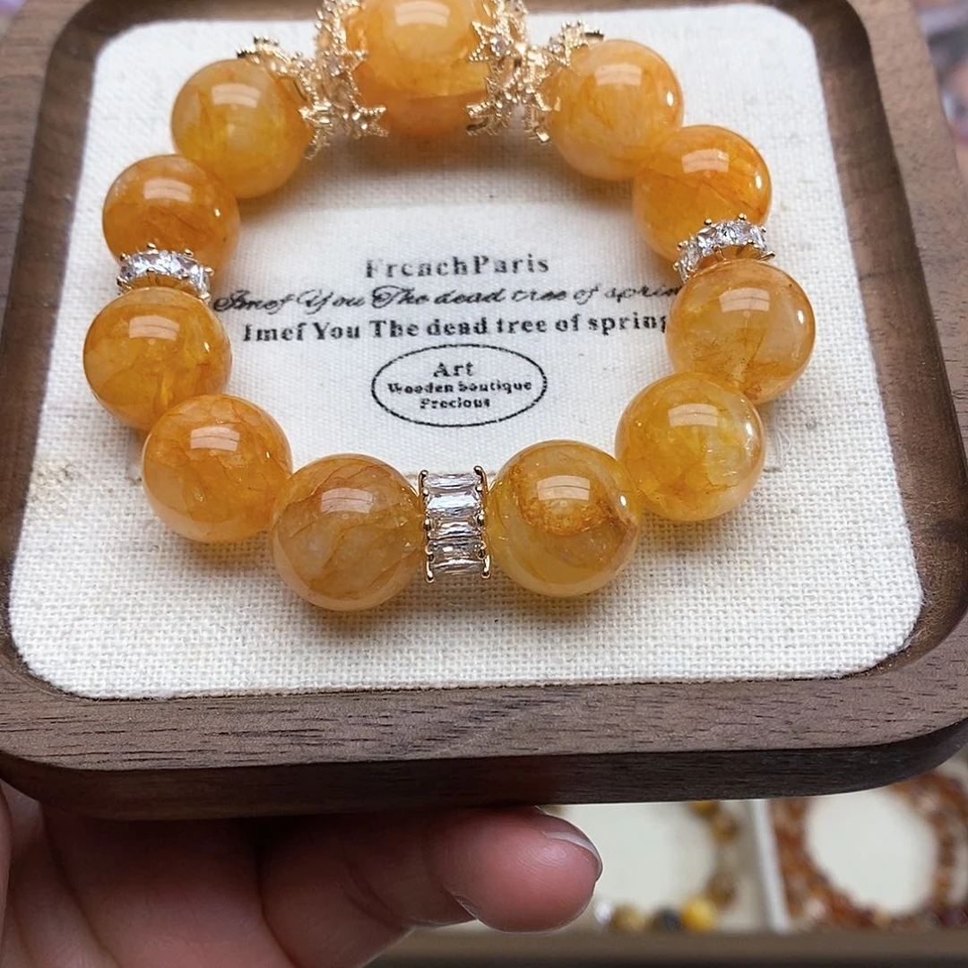 水晶手链未镶嵌少*我黄胶花手串