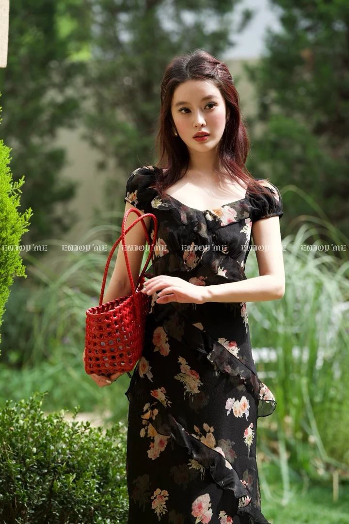 【门店同款】ENJOY夏季“悠然之境”优雅荷叶边连衣裙 162267251